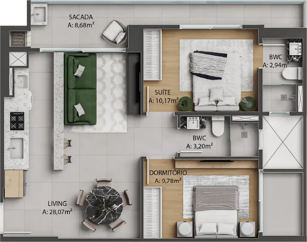 Apartamento 2 quartos para venda no bairro Praia Brava em Itajaí