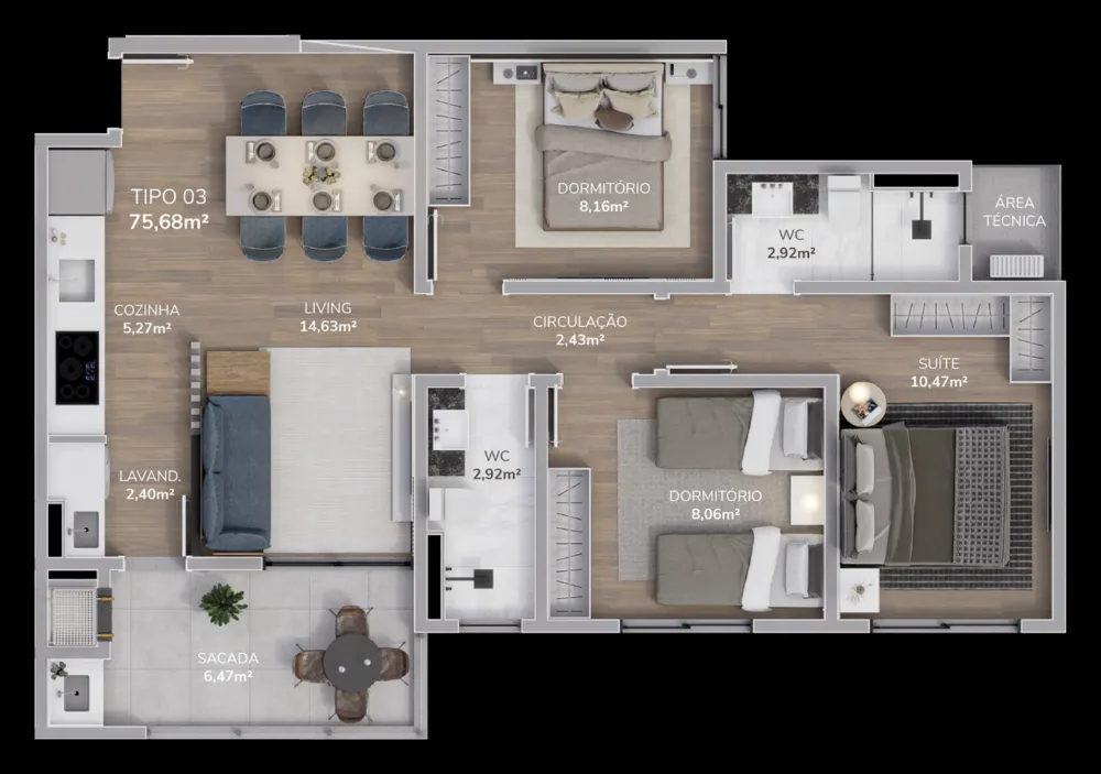 Apartamento 3 quartos para venda no bairro Cordeiros em Itajaí